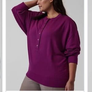 Athleta Balance Henley Sweatshirt in Fuchsia Purple